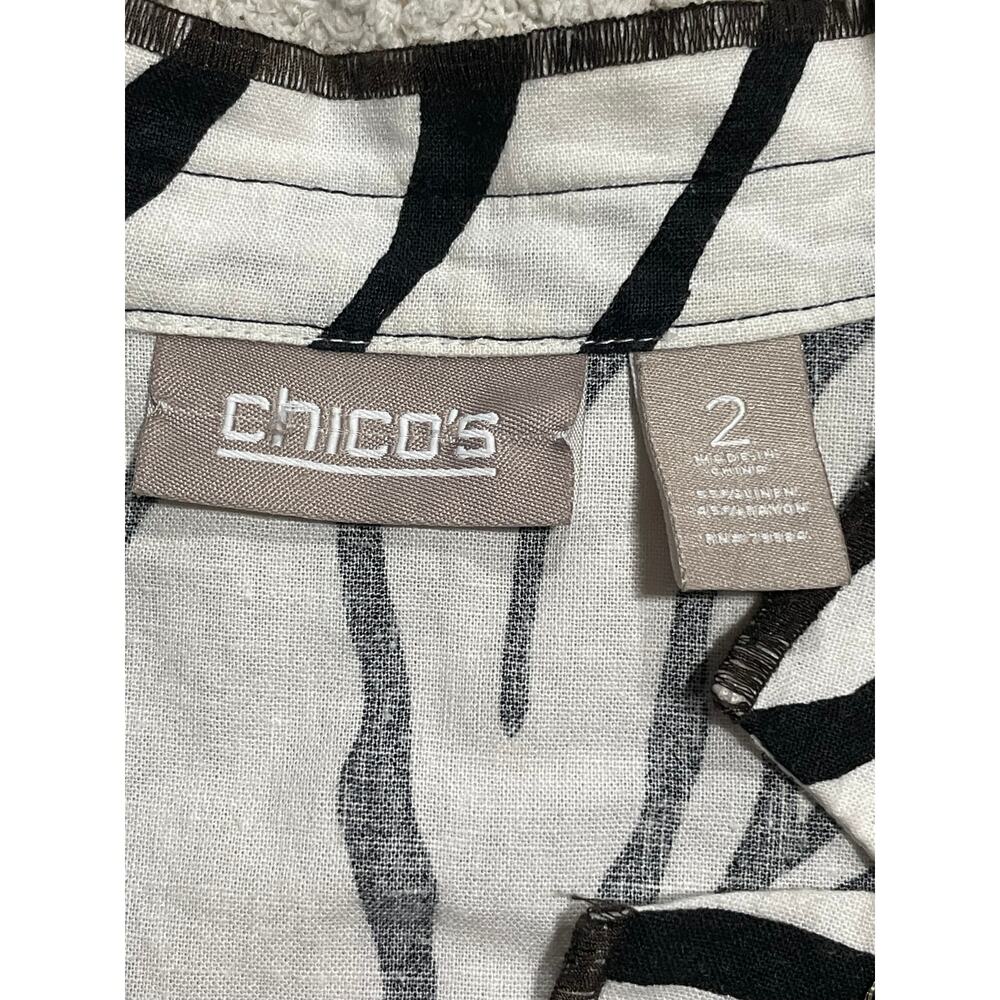 Chicos Safari Zebra Print Linen Open Front Jacket… - image 6